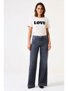 Garcia Dżinsy "Celia" - Wide fit - w kolorze antracytowym rozmiar: W31. Czarne jeansy Garcia, z aplikacjami, ze skóry, z podwyższonym stanem. Za 217,99 zł.