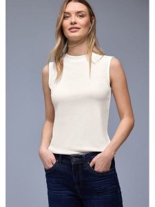 Street One Top w kolorze kremowym rozmiar: 46. Brązowe topy Street One, bez wzorów, street, bez kołnierzyka, bez ramiączek. Za 65,85 zł.