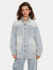 One Teaspoon Koszula jeansowa 26628 Niebieski Relaxed Fit. Niebieskie koszule One Teaspoon, m, bez wzorów, z bawełny, bez kołnierzyka, bez ramiączek. Za 499,99 zł.