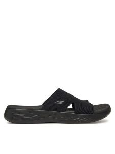 Skechers Klapki On-The-Go 600-Oceanside 140003/BBK Czarny. Czarne klapki Skechers, bez wzorów, z materiału, bez obcasa. Za 189,99 zł.
