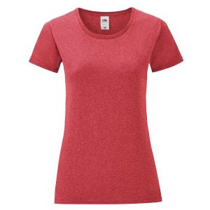 Koszulka Damska Iconic Heather T-shirt. Czerwone bluzki FRUIT OF THE LOOM, xl, bez wzorów, bez kołnierzyka, bez ramiączek. Za 37,99 zł.