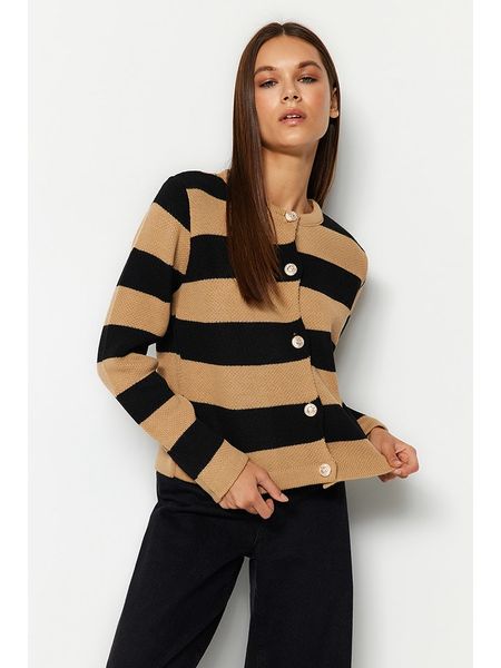 Trendyol Kardigan w kolorze karmelowo-czarnym rozmiar: M. Brązowe kardigany Trendyol. Za 60,88 zł.
