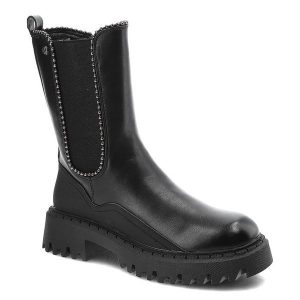 Czarne Botki Filippo Ocieplane Buty Damskie. Czarne botki Filippo, bez wzorów, ze skóry ekologicznej, bez obcasa, na płaskiej podeszwie, bez zapięcia. Za 209,00 zł.