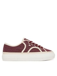 Tommy Hilfiger Tenisówki Platform Vulc Sneaker Piping FW0FW09394 Bordowy. Czerwone trampki TOMMY HILFIGER, bez wzorów, z materiału, bez zapięcia. Za 409,99 zł.