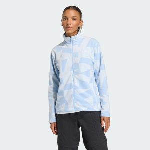 Bluza Terrex Multi Printed Full-Zip Fleece. Niebieskie kurtki ADIDAS, bez wzorów, z materiału, bez kaptura. Za 299,00 zł.