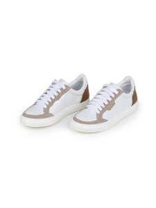 Anna Morellini Skórzane sneakersy "Feeria" w kolorze biało-beżowym rozmiar: 39. Białe trampki Anna Morellini, bez wzorów, bez zapięcia. Za 390,92 zł.