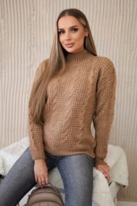 Sweter wkładany przez głowę camelowy. Kardigany KESI, z wełny. Za 150,97 zł.