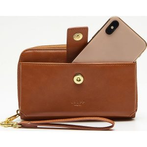 Duży portfel z kieszenią na telefon - Brązowy. Portfele marki Cropp. Za 44,99 zł.