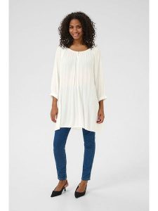 Kaffe Tunika w kolorze białym rozmiar: 42. Białe tuniki Kaffe, bez wzorów, z wiskozy, bez kołnierzyka, bez ramiączek. Za 43,88 zł.