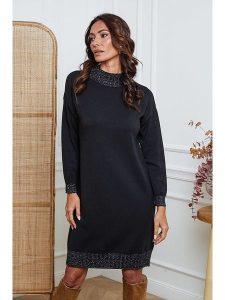 So Cachemire Sukienka dzianinowa "Linoa" w kolorze czarnym rozmiar: L. Czarne sukienki So Cachemire, na co dzień, l, bez wzorów, z dzianiny, bez kołnierzyka, bez ramiączek, midi, proste. Za 187,96 zł.