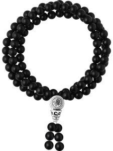 Pearline Bransoletka "Pouvoir de Protection" z elementem ozdobnym rozmiar: 60 cm. Czarne bransoletki Pearline, z agatem, srebrne. Za 208,99 zł.