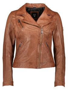 HIS Skórzana kurtka w kolorze janobrązowym rozmiar: 42. Brązowe kurtki HIS, bez wzorów, ze skóry, bez kaptura. Za 312,58 zł.