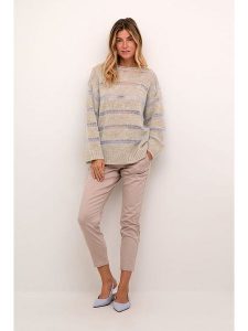Cream Sweter "Jadie" w kolorze błękitno-beżowym rozmiar: L. Brązowe swetry oversize Cream, l, bez wzorów, z wełny, bez ramiączek. Za 153,71 zł.