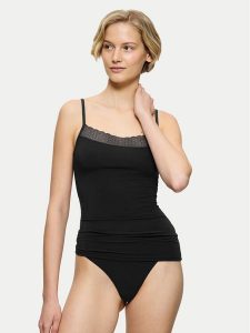Triumph Top Feel Of Modal 10221654 Czarny Slim Fit. Czarne piżamy Triumph, xl, bez wzorów, bez kołnierzyka, bez ramiączek. Za 72,00 zł.