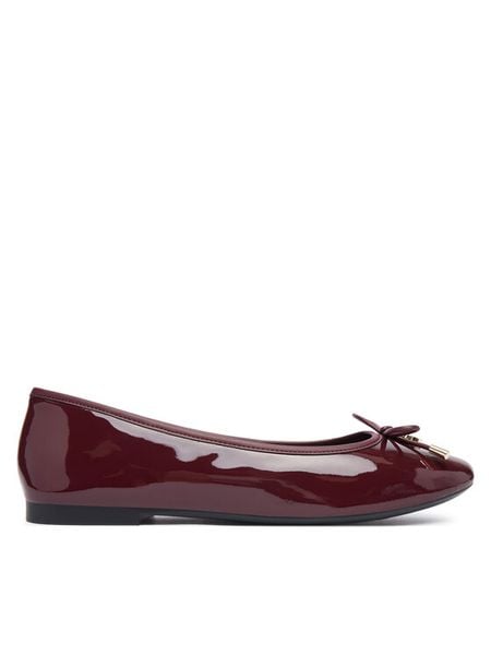 Tommy Hilfiger Baleriny Th Charm Patent Ballerina FW0FW09481 Bordowy. Czerwone balerinki TOMMY HILFIGER, bez wzorów, z lakierowanej skóry, bez obcasa, bez zapięcia. Za 409,99 zł.