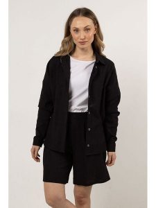 Awama Bluzka w kolorze czarnym rozmiar: L. Czarne bluzki Awama, l, bez wzorów, bez kołnierzyka, bez ramiączek. Za 194,99 zł.