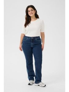 KAFFE curve Dżinsy - Regular fit - w kolorze granatowym rozmiar: 46. Niebieskie jeansy KAFFE curve, bez wzorów, z podwyższonym stanem. Za 125,85 zł.