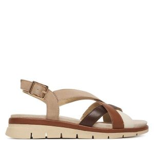 Sandały Ara. Brązowe sandały Ara, bez wzorów, bez obcasa, na płaskiej podeszwie, bez zapięcia. Za 429,99 zł.