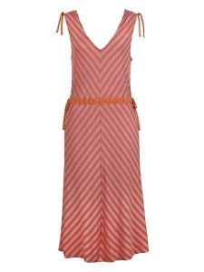 Finside Sukienka "Solmu" w kolorze czerwono-fioletowym rozmiar: 44. Czerwone sukienki Finside, na co dzień, bez wzorów, bez kołnierzyka, bez ramiączek, midi, proste. Za 228,95 zł.