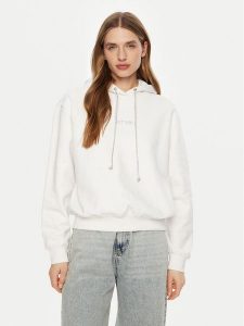 Guess Bluza W5RQ00 KBY51 Biały Regular Fit. Białe bluzy Guess, xxl, z aplikacjami, z bawełny, bez kaptura. Za 239,99 zł.