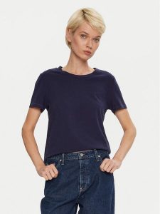 Gap T-Shirt 795346-03 Granatowy Regular Fit. Niebieskie t-shirty GAP, xs, bez wzorów, z bawełny, bez kołnierzyka, bez ramiączek. Za 79,99 zł.