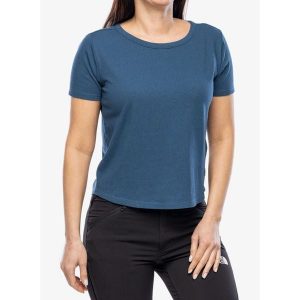 Koszulka bawełniana damska Royal Robbins Basecamp Boxy Tee. Niebieskie koszulki sportowe ROYAL ROBBINS, bez wzorów, z bawełny, bez ramiączek. Za 181,99 zł.