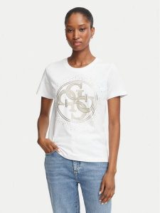 Guess T-Shirt W6BI30 K6051 Biały Regular Fit. Białe t-shirty Guess, xl, z aplikacjami, z bawełny, bez kołnierzyka, bez ramiączek. Za 214,99 zł.