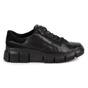 WASAK Półbuty damskie sneakersy skórzane 0663W czarne. Czarne półbuty na jesień, bez wzorów, ze skóry, bez obcasa, bez zapięcia. Za 423,31 zł.