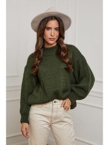 L'armoire de Suzette Sweter w kolorze khaki rozmiar: 36/38. Brązowe swetry oversize L'armoire de Suzette, l, bez wzorów, ze splotem, bez ramiączek. Za 186,63 zł.