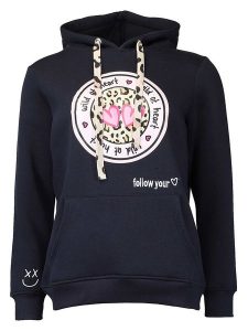 Zwillingsherz Bluza "Kelly" w kolorze granatowym rozmiar: S/M. Niebieskie bluzy Zwillingsherz, m, bez wzorów, z bawełny, z kapturem. Za 245,96 zł.