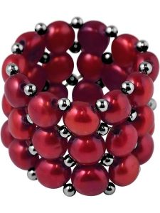 Pearl Addict Pierścionek perłowy w kolorze czerwonym rozmiar: onesize. Czerwone pierścionki Pearl Addict, z perłą. Za 136,13 zł.
