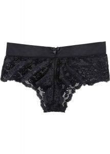 Figi panty z subtelnej koronki. Czarne figi bonprix, bez wzorów, z bawełny. Za 37,99 zł.