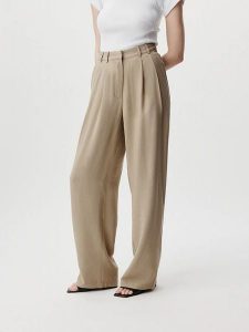 LeGer Spodnie "Draco" w kolorze beżowym rozmiar: 36. Brązowe spodnie z wysokim stanem LeGer, bez wzorów, z materiału, z podwyższonym stanem. Za 121,99 zł.