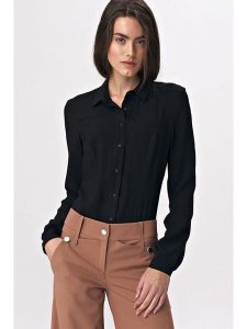 Nife Body-koszula w kolorze czarnym rozmiar: 40. Czarne koszule Nife, bez wzorów, bez kołnierzyka, bez ramiączek. Za 126,15 zł.