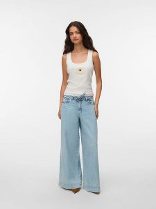 Vero Moda Top w kolorze białym rozmiar: L. Białe topy Vero Moda, l, bez wzorów, z bawełny, bez kołnierzyka, bez ramiączek. Za 61,46 zł.