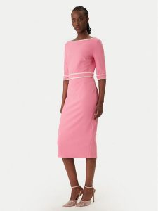 Rinascimento Sukienka koktajlowa CFC0127991003 Różowy Slim Fit. Czerwone kombinezony Rinascimento, s, bez wzorów, z syntetyku, wizytowe, bez kołnierzyka, bez ramiączek. Za 499,99 zł.