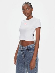 Hugo T-Shirt Deluisa_1 50508636 Biały Slim Fit. Białe t-shirty Hugo, xxl, bez wzorów, z bawełny, bez kołnierzyka, bez ramiączek. Za 249,99 zł.