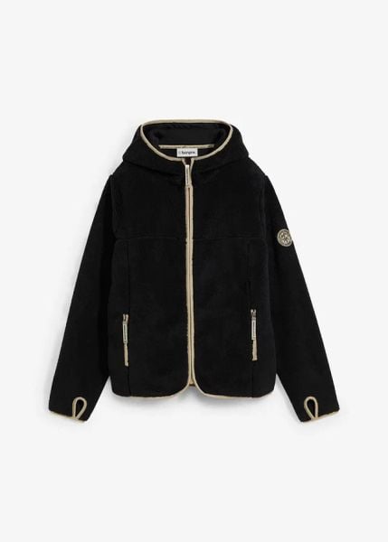 Bluza rozpinana z polaru baranka z kapturem. Zielone bluzy bonprix, bez wzorów, z polaru, z kapturem. Za 149,99 zł.