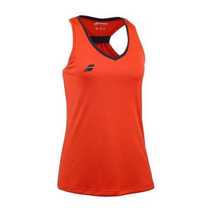 Koszulka tenisowa damska Babolat Play Tank Top. Czerwone bluzki BABOLAT, bez wzorów, sportowe, bez kołnierzyka, bez ramiączek. Za 139,99 zł.