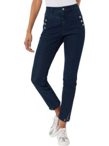 WITT WEIDEN Dżinsy - Slim fit - w kolorze granatowym rozmiar: 48. Niebieskie jeansy WITT WEIDEN, bez wzorów, z podwyższonym stanem. Za 130,99 zł.