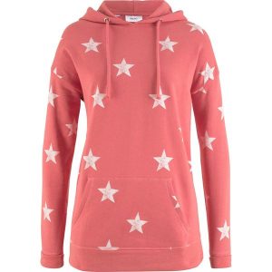 Bluza z kapturem i nadrukiem w gwiazdy bonprix rabarbarowy z nadrukiem. Bluzy marki 4f. Za 74,99 zł.