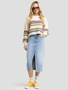 Spódnica damska midi jeansowa niebieska Cara 118. Niebieskie spódnice Big Star, na co dzień, uniwersalny, bez wzorów, z bawełny, eleganckie, midi. W wyprzedaży za 119,99 zł.