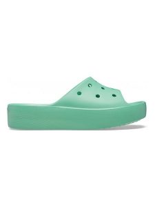 Crocs Klapki "Classic" w kolorze zielonym rozmiar: 34/35. Zielone klapki Crocs, bez wzorów, z otwartym noskiem, bez obcasa. Za 136,45 zł.