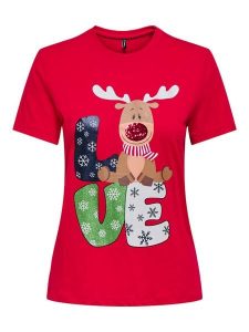 ONLY Koszulka w kolorze czerwonym rozmiar: XS. Czerwone bluzki ONLY, xs, bez wzorów, z bawełny, bez kołnierzyka, bez ramiączek. Za 41,59 zł.