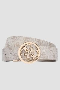GUESS Kremowy dwustronny damski pasek w monogram Noelle REV H35, Rozmiar XS. Brązowe paski Guess, z aplikacjami, eleganckie. W wyprzedaży za 189,99 zł.