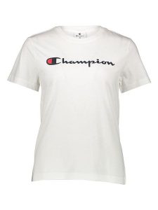 Champion Koszulka w kolorze białym rozmiar: M. Białe bluzki Champion, m, bez wzorów, z bawełny, bez kołnierzyka, bez ramiączek. Za 52,67 zł.