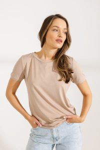 T-SHIRT ROMA MODAL TAUPE L - Flawless. T-shirty Flawless, l, bez wzorów, z jeansu, bez kołnierzyka, bez ramiączek. Za 200,00 zł.