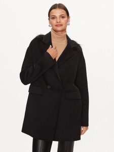 TWINSET Płaszcz wełniany 232TP2011 Czarny Regular Fit. Czarne płaszcze Twinset, bez wzorów, z syntetyku, bez kaptura. Za 855,99 zł.