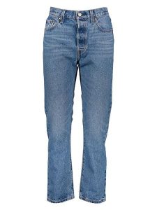 Levi's Dżinsy - Regular fit - w kolorze niebieskim rozmiar: W27/L28. Niebieskie jeansy Levi's®, z aplikacjami, z bawełny, z podwyższonym stanem. Za 188,40 zł.