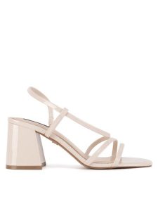 Nine West Sandały WFA2642-1 Beżowy. Brązowe sandały Nine West, bez wzorów, ze skóry, bez obcasa, na słupku, bez zapięcia. Za 199,99 zł.